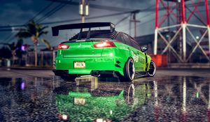 Preview wallpaper car, sportscar, tuning, green, side view