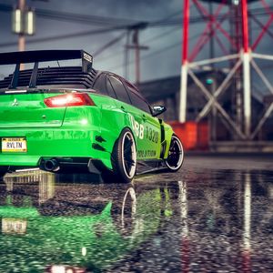 Preview wallpaper car, sportscar, tuning, green, side view