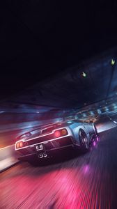 Preview wallpaper car, sportscar, tunnel, light, speed