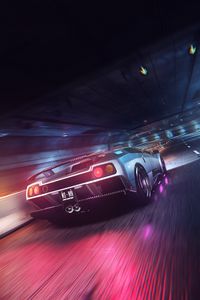 Preview wallpaper car, sportscar, tunnel, light, speed