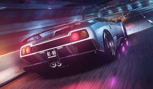 Preview wallpaper car, sportscar, tunnel, light, speed