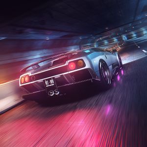 Preview wallpaper car, sportscar, tunnel, light, speed