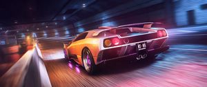 Preview wallpaper car, sportscar, wet, tunnel, speed