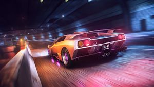 Preview wallpaper car, sportscar, wet, tunnel, speed