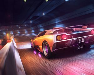 Preview wallpaper car, sportscar, wet, tunnel, speed