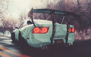 Preview wallpaper car, sportscar, white, road, art