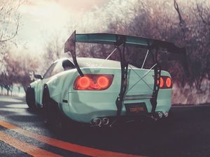 Preview wallpaper car, sportscar, white, road, art