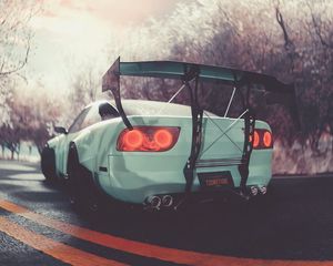 Preview wallpaper car, sportscar, white, road, art