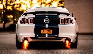 Preview wallpaper car, sportscar, white, rear view, fire, power