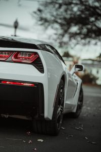 Preview wallpaper car, sportscar, white, rear view, taillights