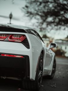 Preview wallpaper car, sportscar, white, rear view, taillights