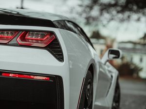 Preview wallpaper car, sportscar, white, rear view, taillights