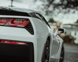 Preview wallpaper car, sportscar, white, rear view, taillights