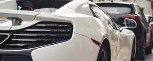 Preview wallpaper car, sportscar, white, rear view, street