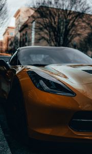 Preview wallpaper car, sportscar, yellow, front view