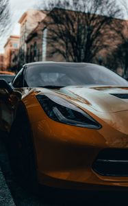 Preview wallpaper car, sportscar, yellow, front view