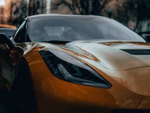 Preview wallpaper car, sportscar, yellow, front view