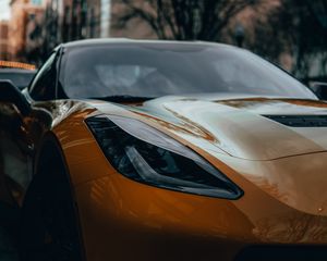 Preview wallpaper car, sportscar, yellow, front view