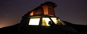 Preview wallpaper car, starry sky, camping, travel