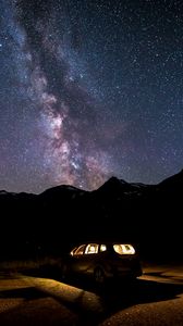 Preview wallpaper car, starry sky, milky way, night