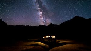 Preview wallpaper car, starry sky, milky way, night