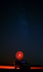 Preview wallpaper car, starry sky, night, light, circle