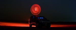 Preview wallpaper car, starry sky, night, light, circle