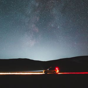 Preview wallpaper car, starry sky, night, dark