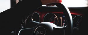 Preview wallpaper car, steering wheel, hand, salon, dark