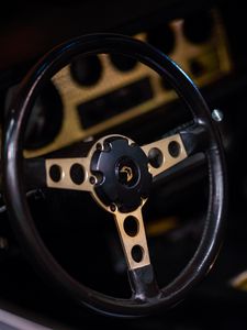 Preview wallpaper car, steering wheel, metal, black