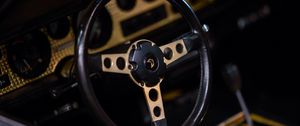 Preview wallpaper car, steering wheel, metal, black