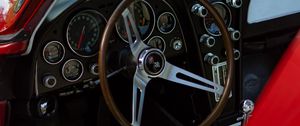 Preview wallpaper car, steering wheel, red, old, retro