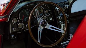 Preview wallpaper car, steering wheel, red, old, retro