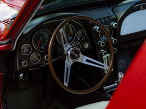 Preview wallpaper car, steering wheel, red, old, retro