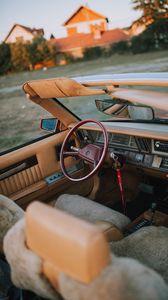 Preview wallpaper car, steering wheel, retro, blur