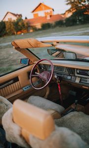 Preview wallpaper car, steering wheel, retro, blur