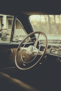 Preview wallpaper car, steering wheel, retro, dark