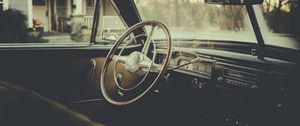 Preview wallpaper car, steering wheel, retro, dark