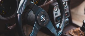 Preview wallpaper car, steering wheel, salon, retro