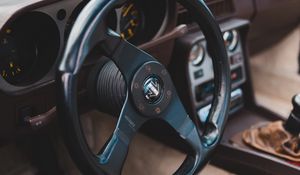 Preview wallpaper car, steering wheel, salon, retro