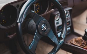 Preview wallpaper car, steering wheel, salon, retro