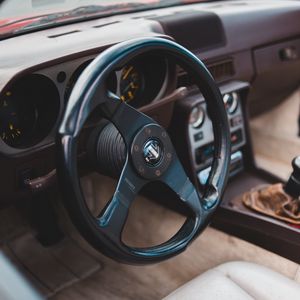 Preview wallpaper car, steering wheel, salon, retro