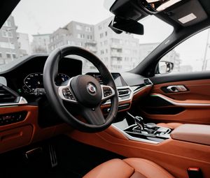 Preview wallpaper car, steering wheel, salon, interior