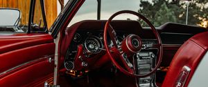 Preview wallpaper car, steering wheel, salon, seat, red