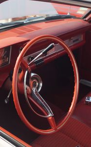 Preview wallpaper car, steering wheel, salon, retro, red