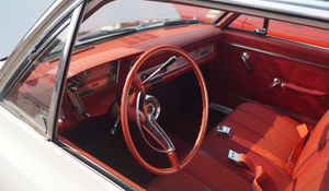 Preview wallpaper car, steering wheel, salon, retro, red