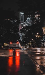 Preview wallpaper car, street, night, lights, city