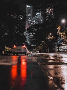 Preview wallpaper car, street, night, lights, city