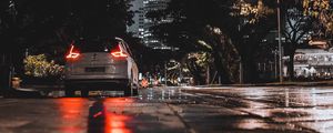 Preview wallpaper car, street, night, lights, city