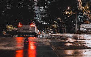 Preview wallpaper car, street, night, lights, city